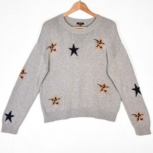Rails Perci Pullover Heather Gray Animal Stars Womens S Crewneck Cotton Cashmere